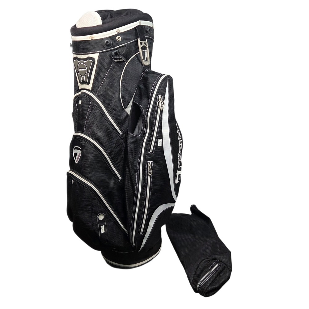 TaylorMade Cart Golf Bag Mens OS Black Silver 14-Way Divider Putter Well Hood